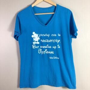 Walt Disney Quote Mickey Mouse Growing Old Shirt Blue Large